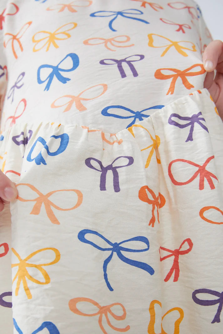 Vestido corto de niña estampado lazos - 11400