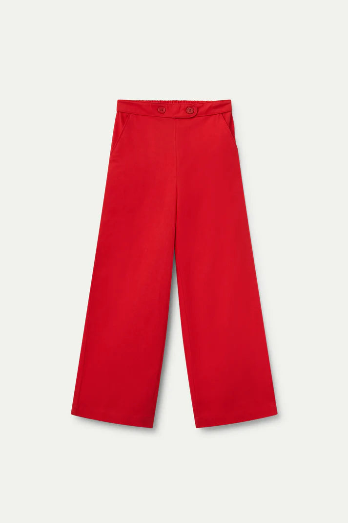 Pantalón de niña recto botones rojo - 43409