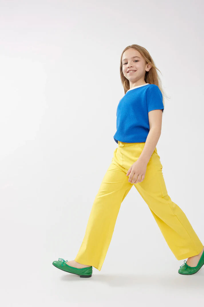 Pantalón de niña recto botones amarillo - 43408