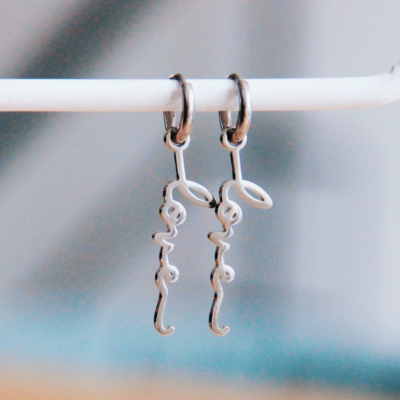 Stainless steel earrings with LOVE - Silver- CB3109