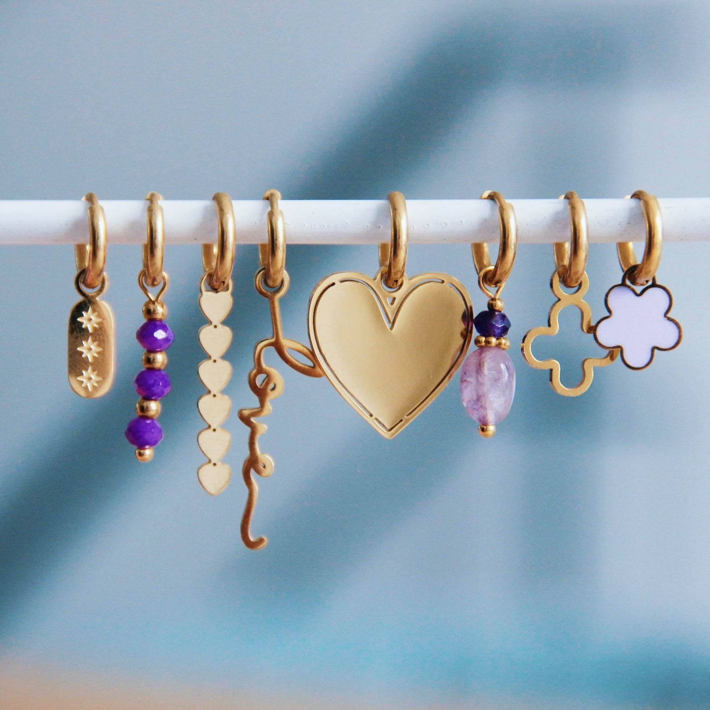 Stainless steel earrings with LOVE - Silver- CB3109