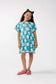 Vestido corto de niña en rayón LENZING™ ECOVERO™ estampado Dove - 41418