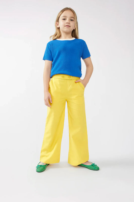 Pantalón de niña recto botones amarillo - 43408