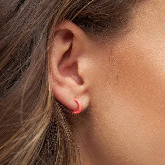 Color Hoop - 1 Pcs - Enamel/Coral