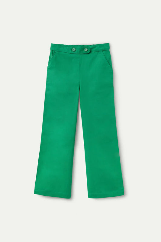 Pantalón de niña recto botones verde - 43407