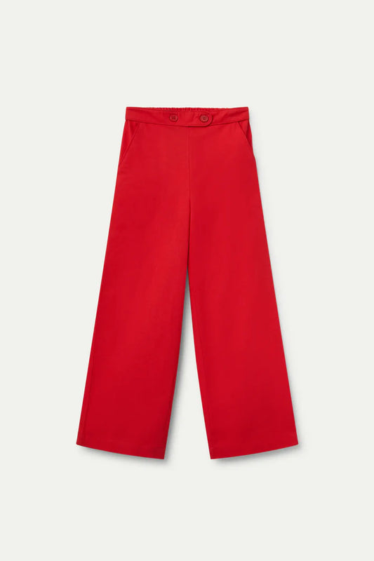 Pantalón de niña recto botones rojo - 43409
