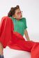 Pantalón de niña recto botones rojo - 43409