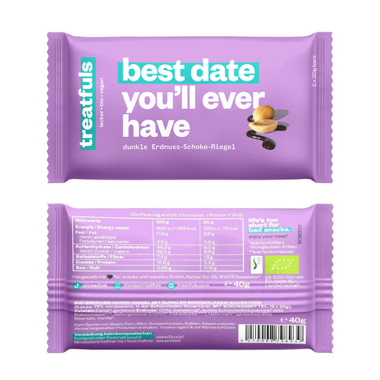 Dark chocolate peanut bar organic + vegan + gluten-free
