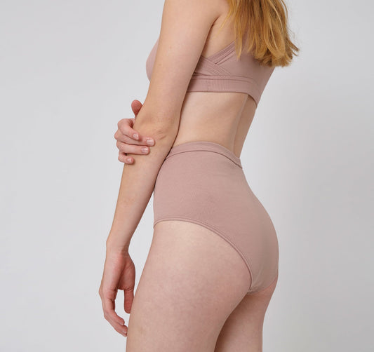 Organic Cotton Rib-Flex Super High-Rise Briefs 2-Pack - Dusty Rose