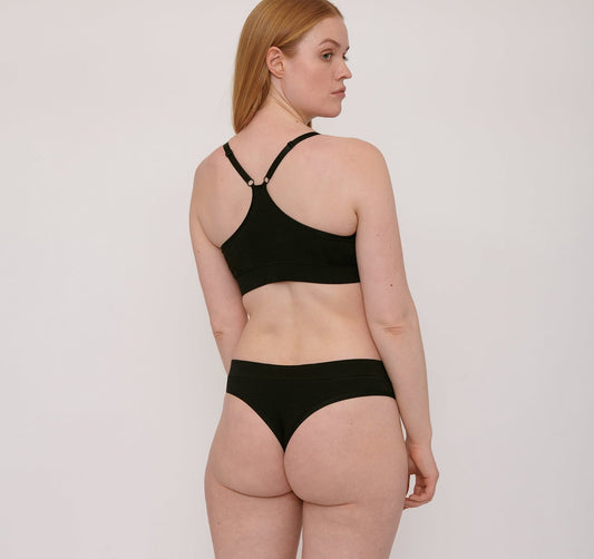 Organic Cotton Thong 2-Pack - Black