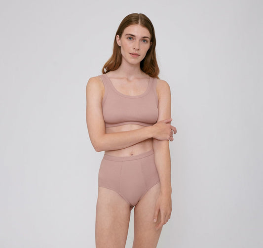 Organic Cotton Rib-Flex Super High-Rise Briefs 2-Pack - Dusty Rose